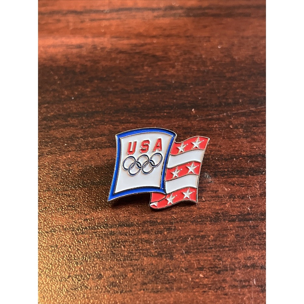 Vintage Olympic Games American Flag Team USA Lapel Hat Pin